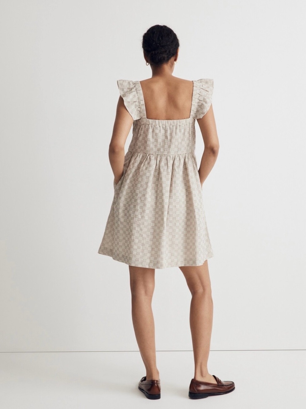 Madewell Flutter-Sleeve Square-Neck Mini
Dress in Striped Jacquard - Picture 3 of 6